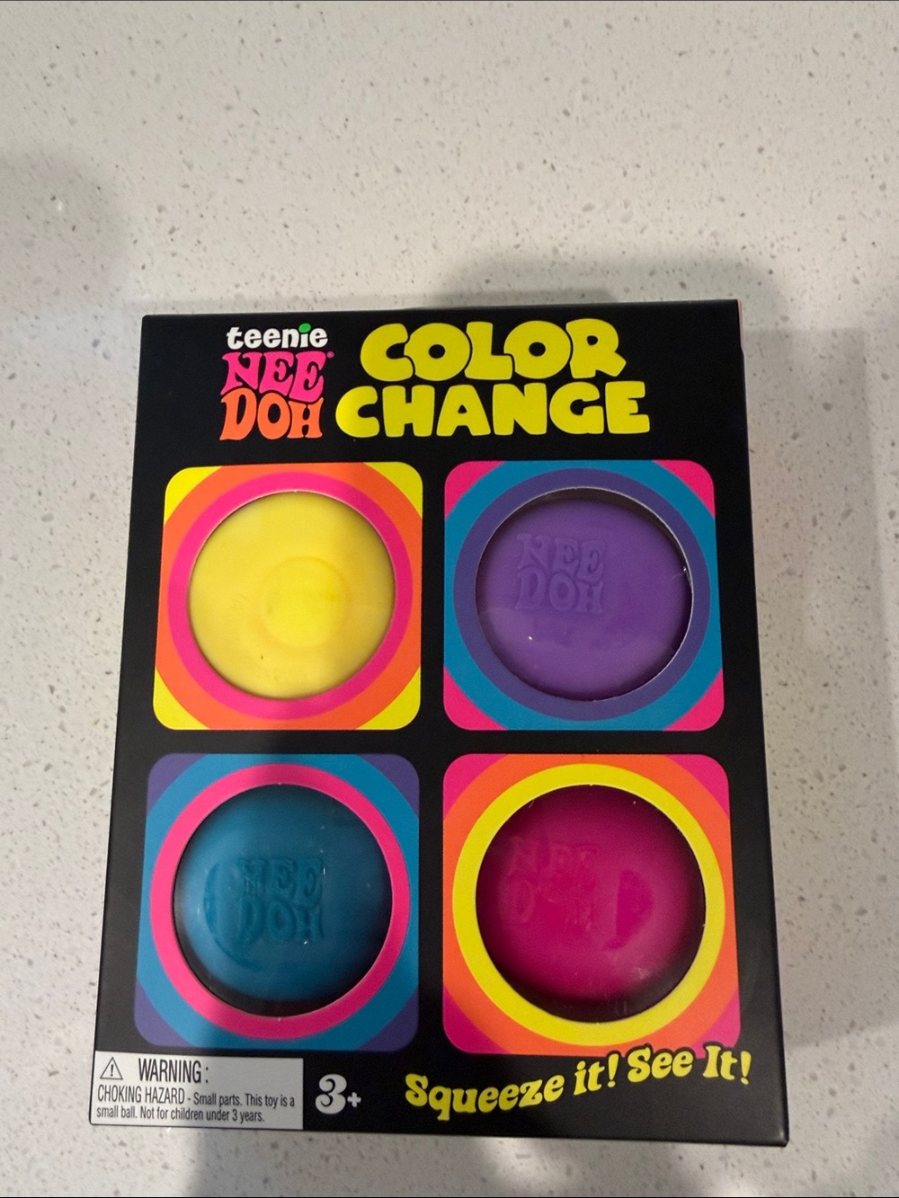 NeeDoh Color Change Squeeze Toy Set - Yellow, Purple, Blue, Pink